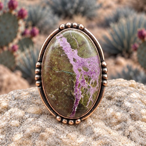 Stichtite serpentine ring - stichtite,